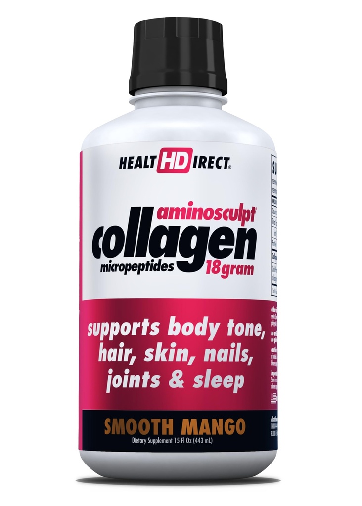 HEALTH DIRECT AminoSculpt Sugar-Free Collagen תוסף - חלבון עתיר עתיר-Grade לשיער, עור, ציפורניים ופרקים, Grass-Fed, non-GMO, Liquid Collagen - Smooth מנגו - 15 Fl Oz Oz Oz