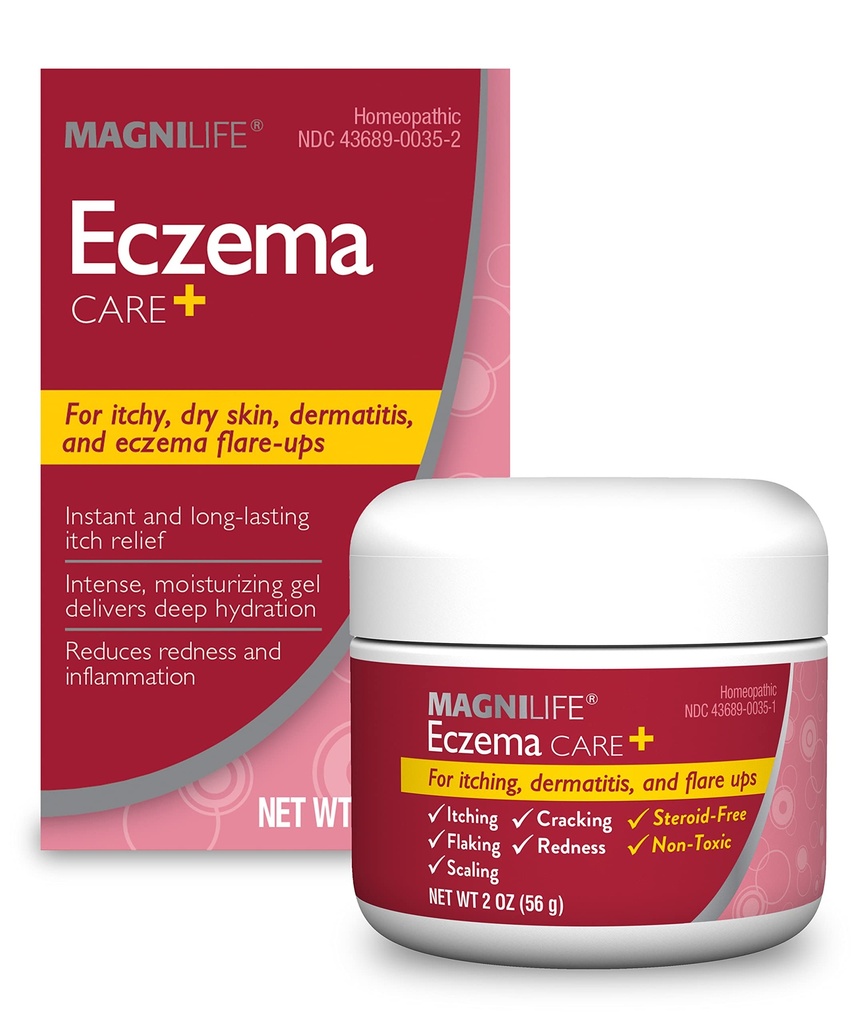 MagniLife Eczema Care+, Moisturizing Gel for Itchy, Skin, Last Relief for Dermatitis and Eczema Flare-Ups - Natural Ingredients Aloe, Calendula & Tea Tree Oil - Steroid-Free, Paraben-Free - 2 ozben-Free - 2 ozben-Free - 2 ozben-Free