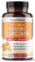 Viva Doria Turmeric Curcumin עם Black Pepper לחלץ 2250 מ"ג, 95% קורטונואידים סטנדרטיים - שחור פפר עבור Max Absorption, 120 קפסולות ירקות