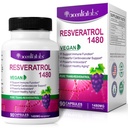 100% Resveratrol - 1480mg Per לשרת, 90 קפסולות Veggie, 99% Trans-Resveratrol, Antioxidant for Healthy Aging, Brain & Heart Support