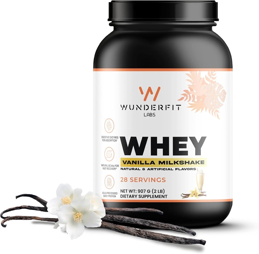 חלבון Whey (Vanilla Milkshake), Gluten Free, אבקת, 28 משרתים