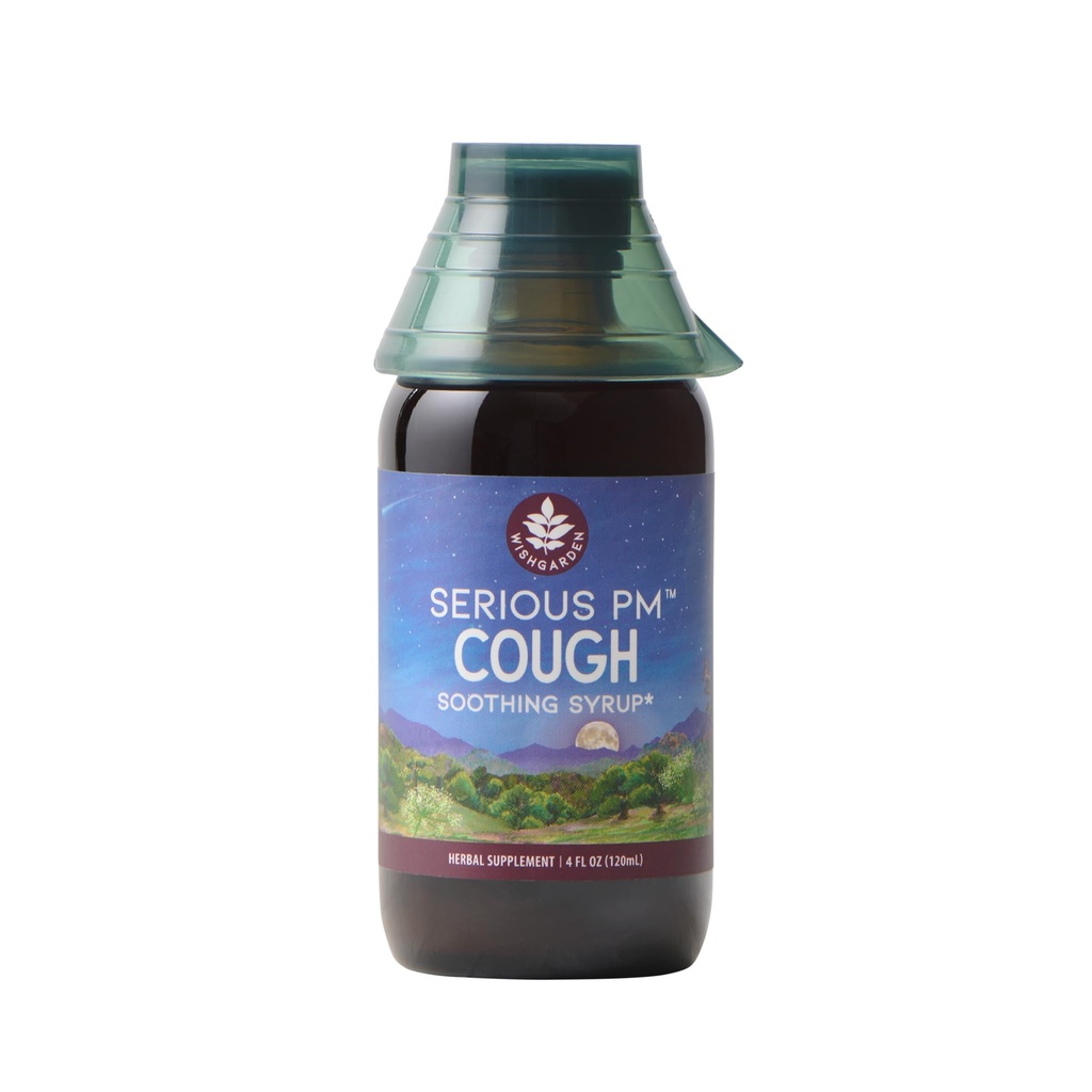 WishGarden Herbs רציני Cough ראש הממשלה Soothing Syrup - Natural Herbal Nighttime Cough Suppressant for Adults with Mullein Leaf Calms Cough Reflex, Normals Mucus הפקה, תומך בשינה שקטה, 4oz