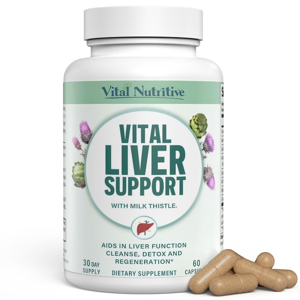 Vital Liver תומך חדש פורמולה Liver תוסף ויטמין Liver - 9-in-1 Liver Health Formula, Cleanse & Fix Formula with Organic Milk Thistle Supports Liver Health Cleanse