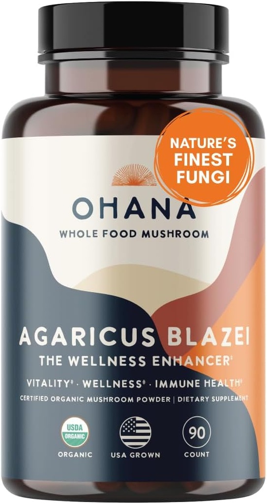 Aloha מדיצ'לס Pure Agaricus Blazei 500 מ"ג 90 קפסולות צמחוניות מוסמך אורגני