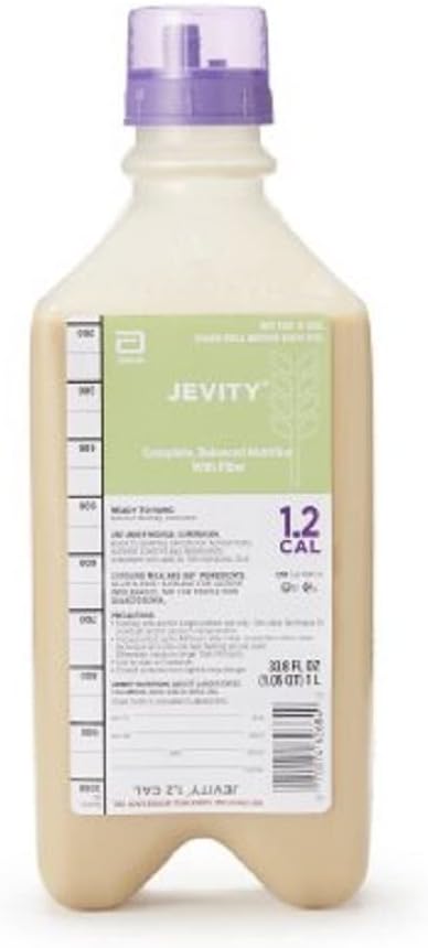 Jevity Plus רוס מוכן-To-Hang 1.2 Cal/Ml High-Nitrogen Nutrition with Patented fiber Band 1000 Ml with Fiter Cap - 1 Case of 8