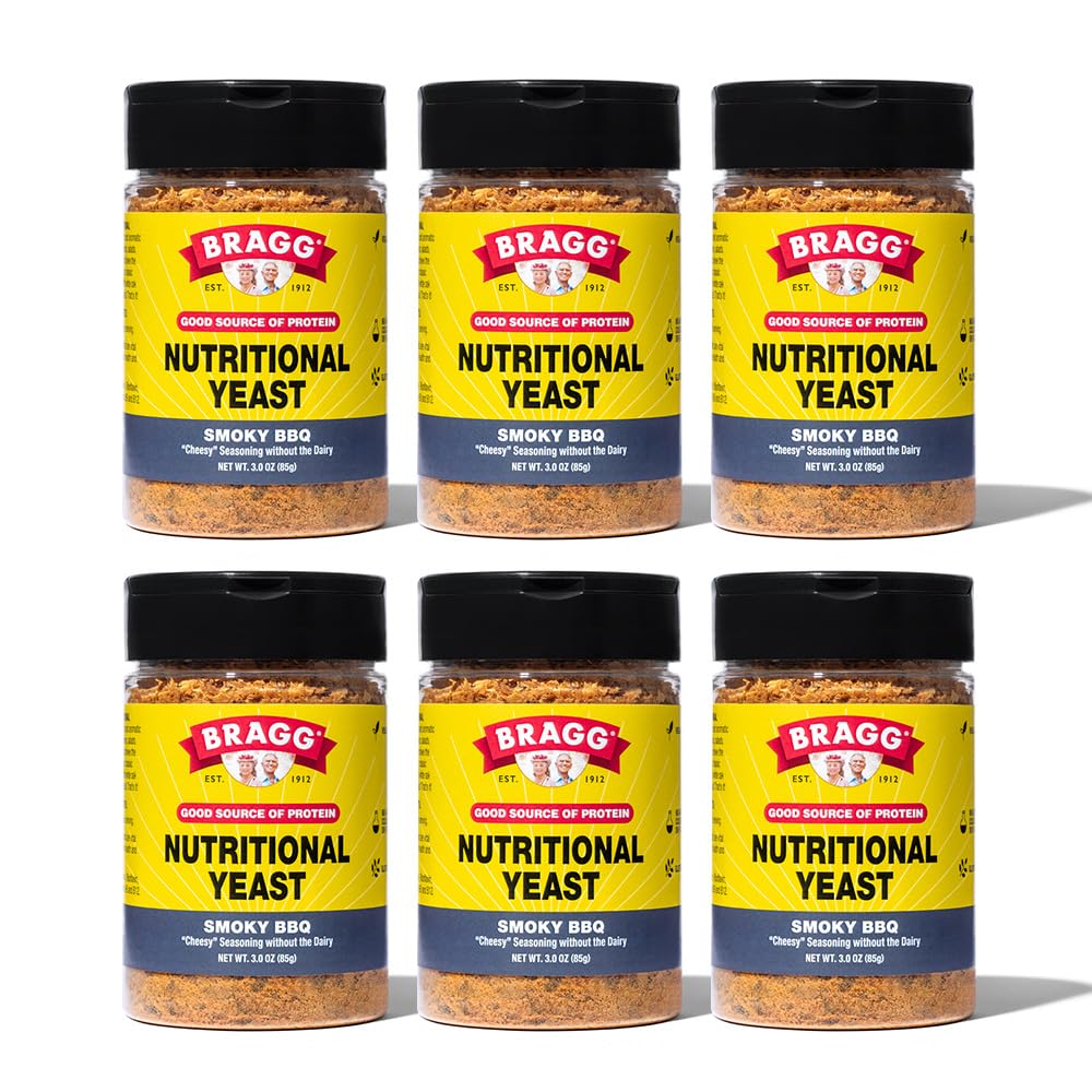 Bragg Nutritional Yeast Smokey BBQ Seasoning - (6 Pack) 3 oz - גבינות ללא חלב פארמסן - מושלם עבור סלטים, פסים, פופקורן ועוד