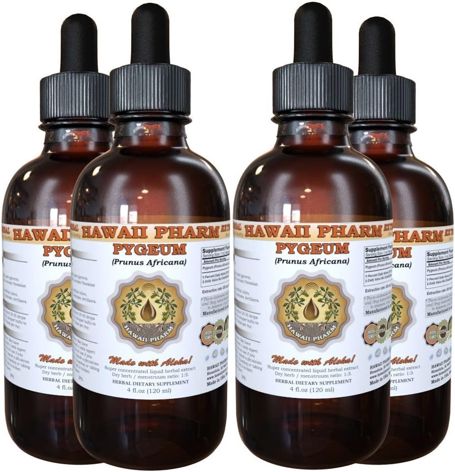 הוואי Pharm Рygeum נוזל לחלץ, Рygeum (Рygeum Africanum) Tincture, תוסף צמחי, המיוצר בארה"ב, 4x4 fl.oz