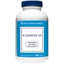 ויטמין Shoppe B-Complex 125 - תומך בייצור אנרגיה, מערכת העצבים פונקציות ומטבוליזם חומרים מזינים - מקור מצוין של B1, B2, B6, B12, Niacin, Folic Acid & Biotin (300 טבליות)
