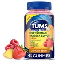 TUMS Plus Upset Stomach & Nausea תמיכה, תוספת תזונתית, ג'ינג'ר ברי - 45 הרוזן