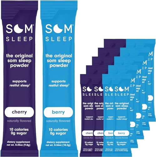 Som Sleep, Restful Sleep Zero Sugarאבקת Mix 20 Pack Set: Cherry & Brad Flavor - טבעוני, Keto
