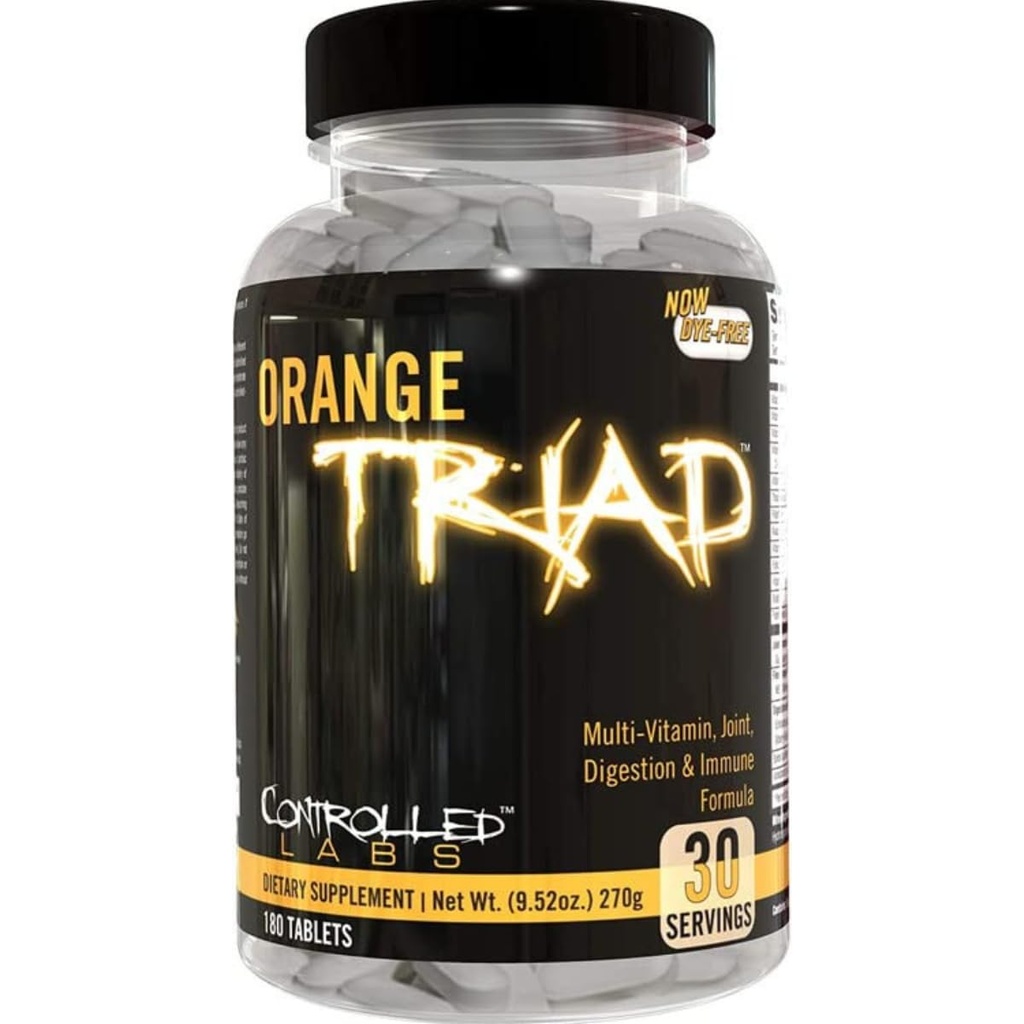 CONTROLLED LABS Orange Triad Daily Multivitamin, Iron Free Sports Supplement for Workout, Digest, Immune ו- Joints, 45 serv - Tablets (180 Count (Pack of 1))