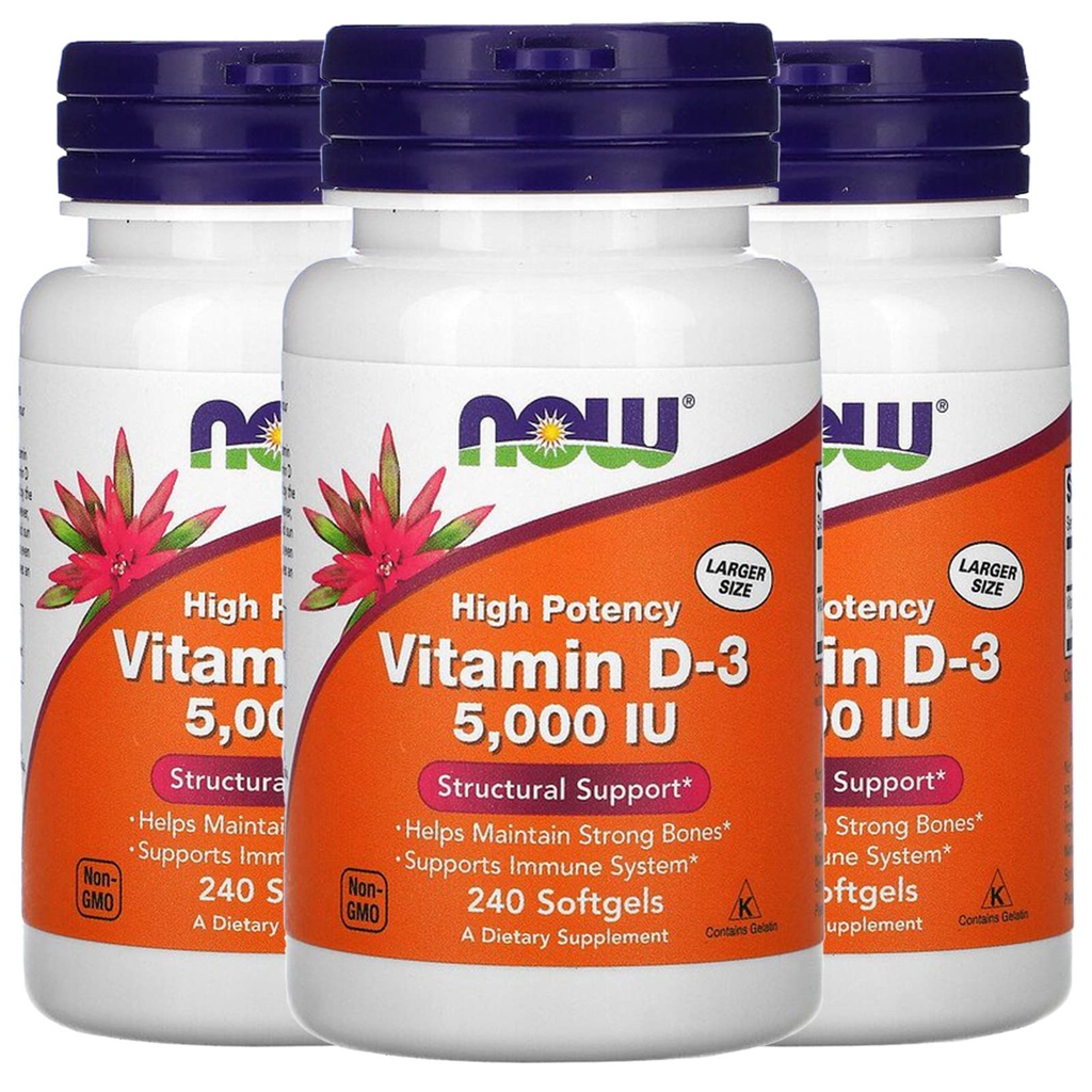 ויטמין D-3 5000 IU, 240 Softgels, Pack של 3