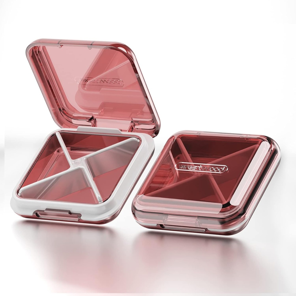 DUBSTAR Daily Pill מארגנת,4 השוואתיות ב- Portable Travel Small Pill Case, Pill Box for Purse Pocket to Hold Vietnams,Cod Liver Oil,Supplements ותרופה (אדום)