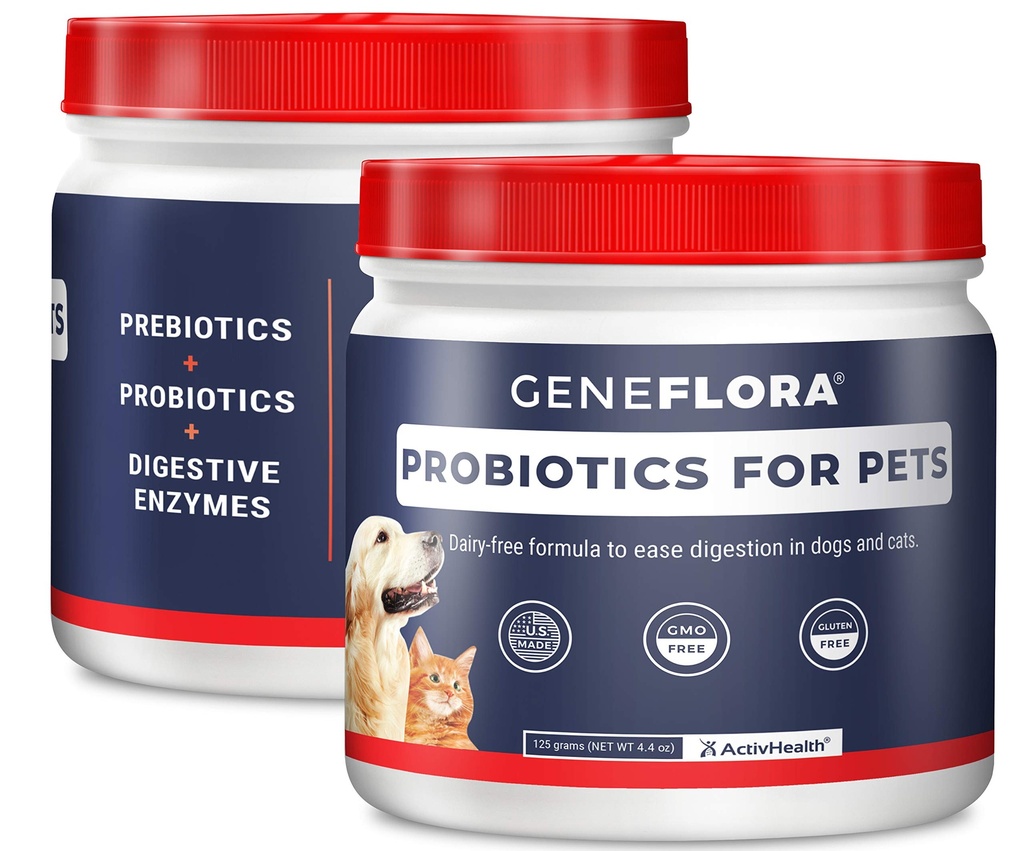 ActivHealth Digestive Enzymes and Probiotic for Animals (כלבים, חתולים, ארנבים ועוד, 125 מ"ג, 120 מנות) על ידי Geneflora עבור חיות מחמד Pack של 2