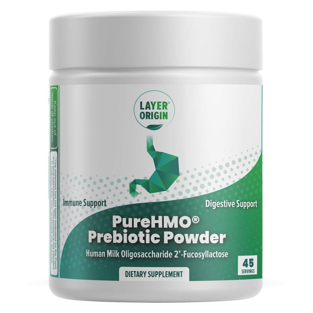 שכבה מקור | PureHMO Human Milk Oligosaccharide (HMO 2'-FL) אבקת סיבים פרוביוטיים - להאכיל 200 מיליארד Probiotics / Scoop, 45 משרתים