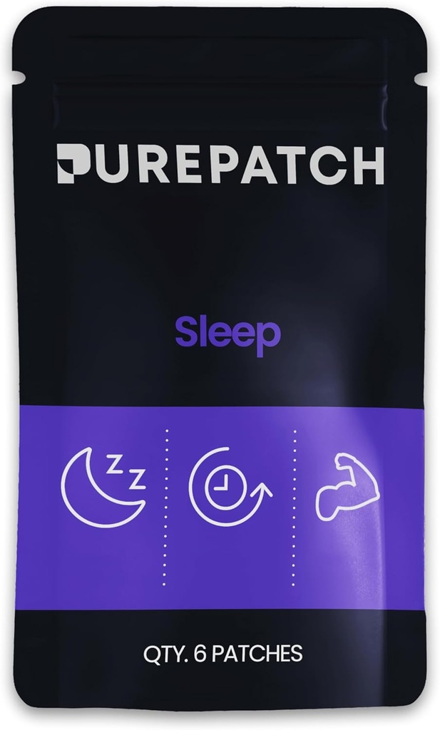 Pure Patch Sleep Patch - Plant-based Topical Patch - Magnesium Glycinate - GABA - L-theanine - Apigenin - Non-Ingestible - Water-Resistant - Gentle on Skin - Gluten Free - Made in USA - 6 Patches