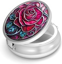 גלולת גלולת גלולות 3 עבור Purse & Pocket Mini Metal Pill Holder Travel Piller מכיל גלולותer כדי להחזיק תוספי ויטמינים BPA חינם (Rose)