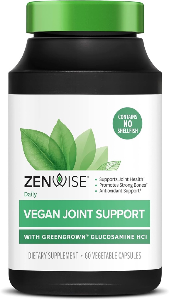 Zenwise בריאות מוסמך תמיכה משותפת תוספת - Glucosamine HCl, Turmeric, ו Boswellia Extract - תמיכה בריאות העצם + Joints- Magnesium & ויטמין D (D3 כמו Cholecalciferol) - 60 קפסולות