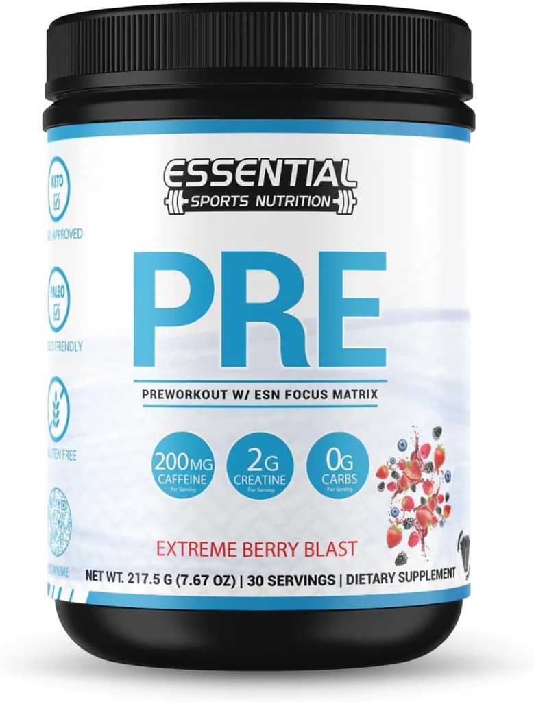 Pre-Workout with Creatine, Focus Formula ו-200 מ"ג קפאין (n/a, Extreme Berry Blast)