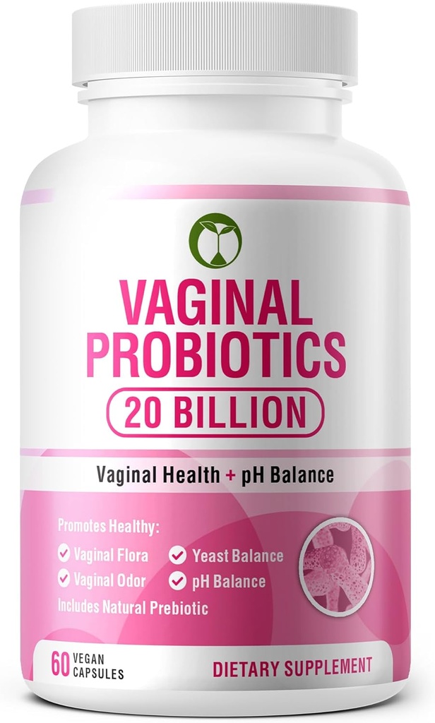 Probiotics for Womens Health 20 מיליארד CFU | PH Balance & Vaginigal Odor תמיכה 60 קפסולות | פורמולה מדעית רב סטרין פרוביוטיקה בלונד עם Prebiotics (Vaginal Probiotics)