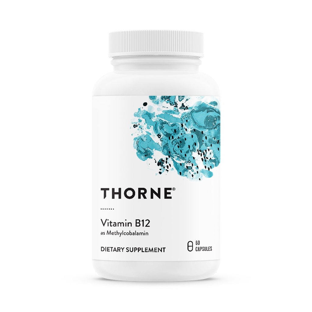 THORNE - ויטמין B12 - כמו Methylcylobalamin - תומך Heart & Nerve Health, Blood Cell Function, Healthy Sleep & Methylation* - Gluten, Milk & Soy-Free - 60 משרתים