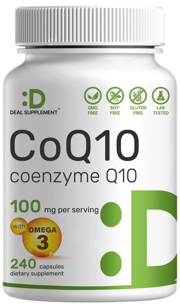 CoQ10 100 מ"ג עם אומגה 3 100 מ"ג, 240 קפסולות | Bioavailable Coenzyme Q10 Formula