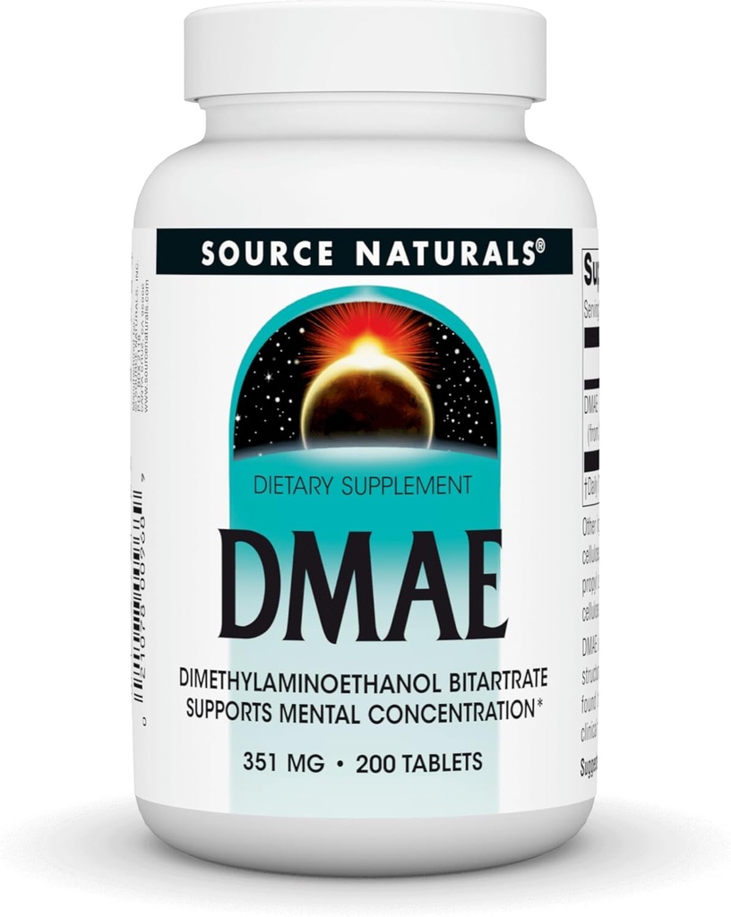 מקור טבעי DMAE, Dimethylaminoethanol Bitartrate - תומך ריכוז נפשי - 200 Tablet