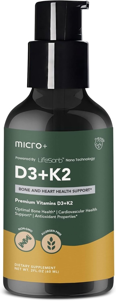 D3K2+ על ידי Micro+ ויטמין תוסף עם LifeSorb Technology - D3 K2 תוסף, Bone & Immune Health