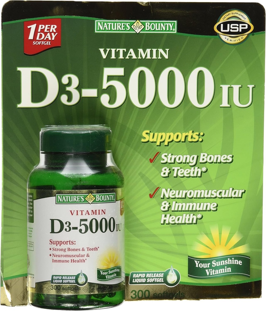 ויטמין D3 5000 IU, 300 Softgels