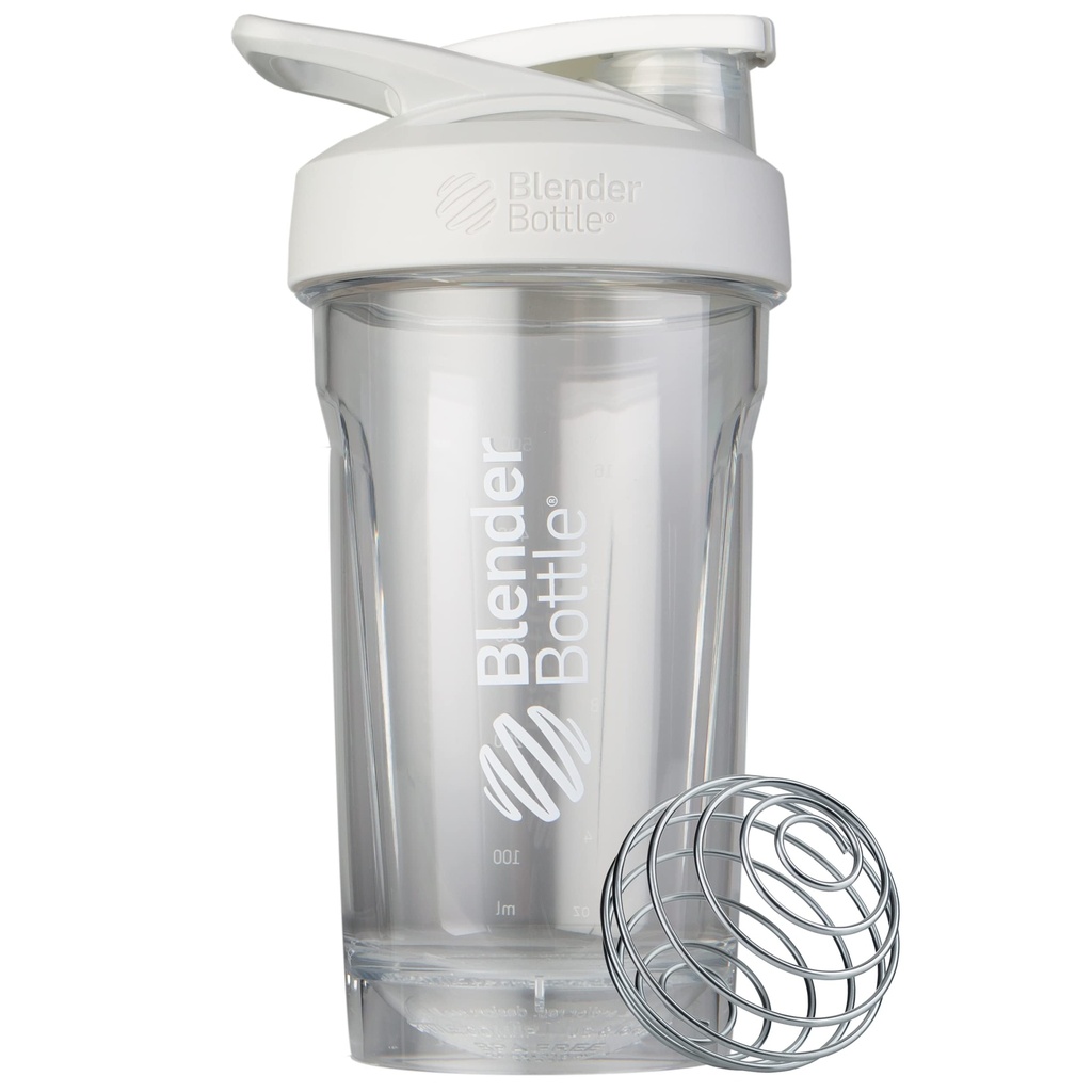 BellerBottle Sport Shaker Bottle with Wire Whisk, 24Ounce, White - חלבונים שייק ושיקום עבור Athlets & Fitness Enthusiasts, Easy Mixing, Durable & Light Weight, Lockable Lided