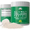 Peak Performance All 5 Multi-Collagen חלבון אבקת פפטידים Multi-Collagen Contains All Types I, II, III,V, X. Keto, Paleo Friendly with Hydrolyzed Bovine, Marine, Chicken, Bone Broth Collagens