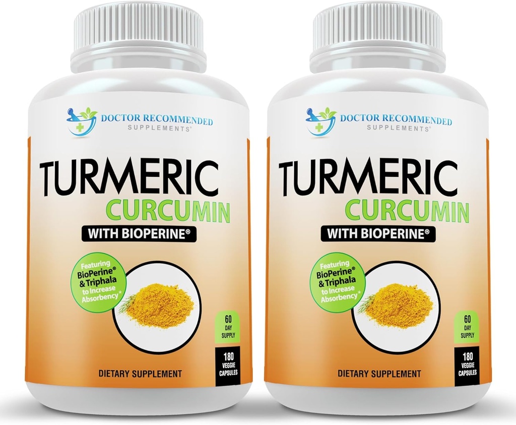 תוסף Turmeric Curcumin - 2250 מ"ג / D - Veggie Caps - 95% Curcuminoids עם Black Pepper Extract (Bioperine) - 750 מ"ג קפסולות - 100% אורגני - Most Powerful Turmeric (Pack of 2)