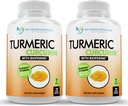 תוסף Turmeric Curcumin - 2250 מ"ג / D - Veggie Caps - 95% Curcuminoids עם Black Pepper Extract (Bioperine) - 750 מ"ג קפסולות - 100% אורגני - Most Powerful Turmeric (Pack of 2)