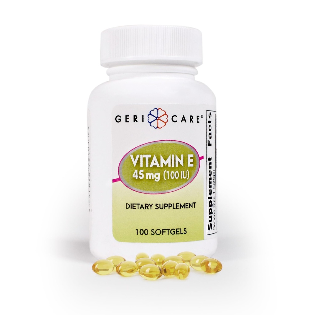 GeriCare High-Potency ויטמין E קפסולות - 100 IU for Skin & Immune Support, 45mg | 100 Count | ויטמין E for Women and Men