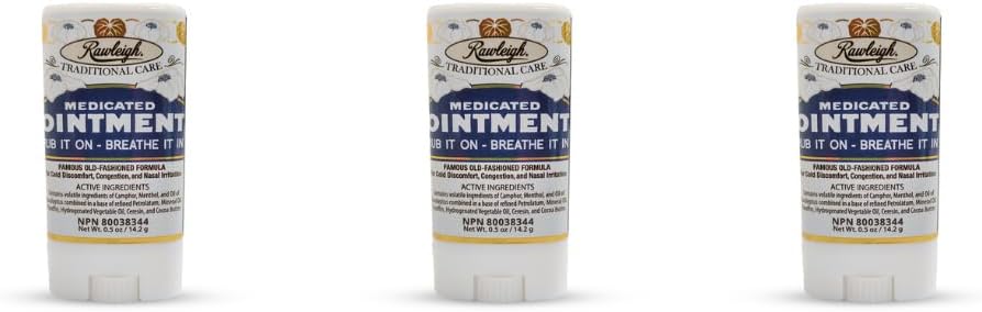 Rawleigh Medicated Ointment Stick 0.5 oz (14.2g) - קלאסי Aromatic Chest Rub in Portable Stick Format - Non-Gry - חבילת 3