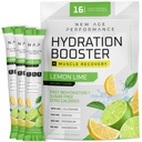 New Age Performance hydrotion Packets, אבקת אלקטרוליט, הגדל הנוזלי עבור Dehydration Relief, L-Glutamine Amino Acids עבור שריר עבודה התאוששות, סוכר חינם ו 0 קלוריות, 16 מקלות (Lemon Lime)