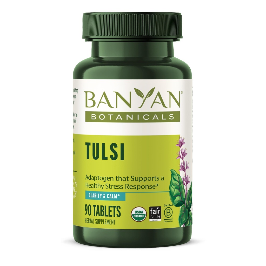 Banyan הבוטנים Tulsi (Holyזיל) - Uplifting Fitogen - אורגני Lung ו Respiratory Health תוסף * 90 טבליות - Non-GMO Sustainly Sourceed Vegan