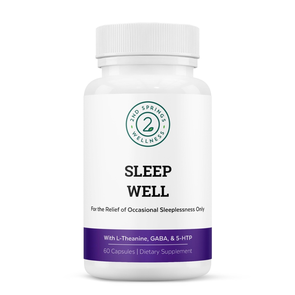 Sleep Well Calmness &laxing Support Formula - Powerful Band with Magnesium, L-theanine, GABA ומלטונין - שיפורים להירגע + מקדם דפוסי שינה בריאים - 60 קפסולות