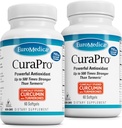 EuroMedica CuraPro - תוספת אנטיoxidant לתמיכה בבריאות המוח & החיסון - תוספת תזונתית עם שמן Curcumin & Turmeric Essential שמן - Herbal Liver Support - 60 Softgels, 2 Pack (120 Softgels)