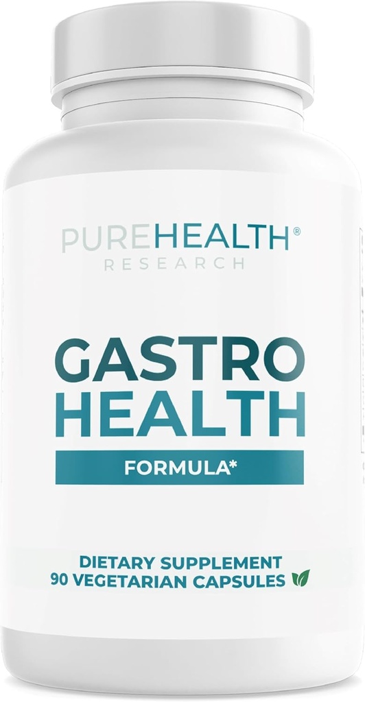 PUREHEALTH RESEARCH Gastro Health Formula - Natural Alginate for Acid Reflux - תוספת DGL עבור Heartburn & Indigestion - עם Artichoke, Rhodiola Rosea, Hyaluronic Acid, Quince & More - 90 קפסולות