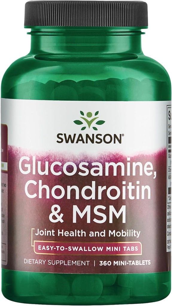 Swanson Mini-Tabs Glucosamine Chondroitin & גב'm Joint Mobility Flexibility Comfort Cartilage Connective Tissue Health Support 750/600/300 מיליגרם 360 Tabs