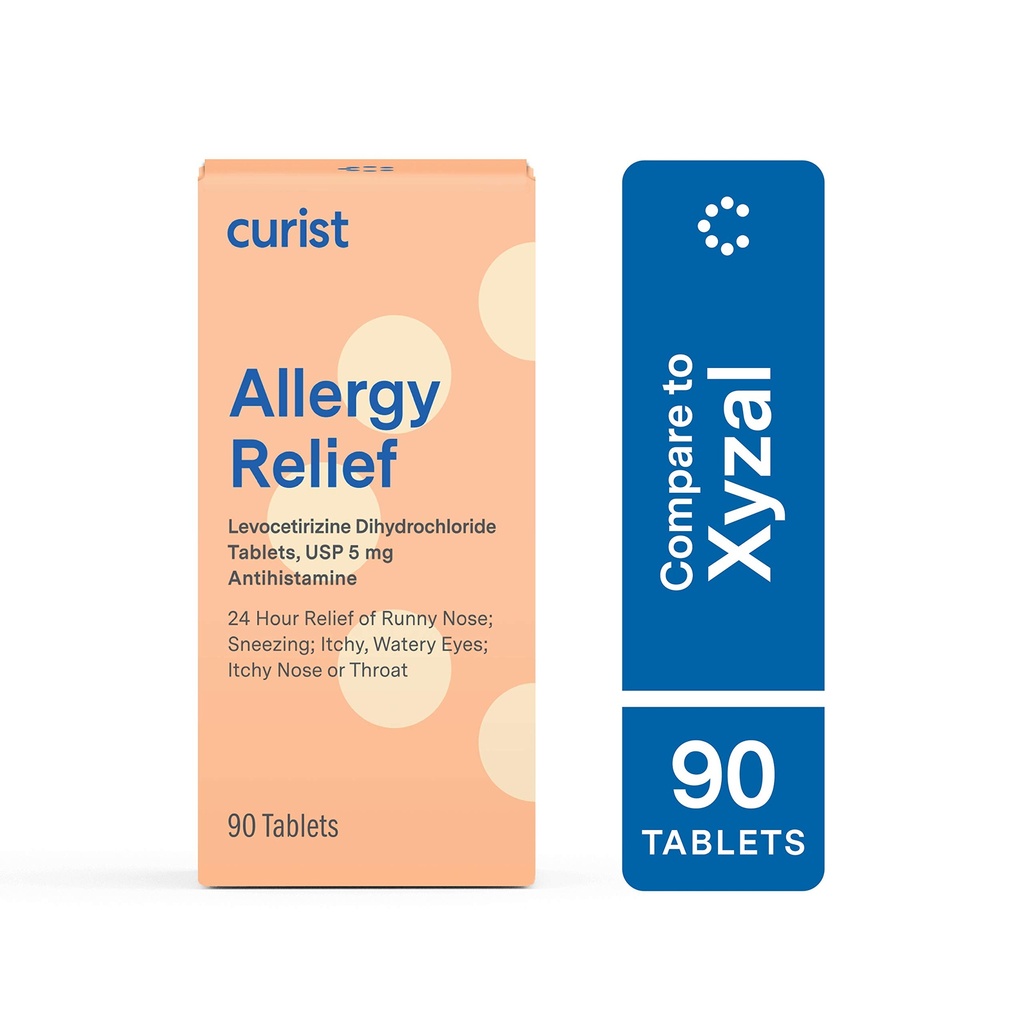 Curist - Generic Xyzal Levocetirizine 5 מ"ג - 90 טבליות) - Allergy Pills, 24 Hour Allergy הקלה - Allergy Medicine
