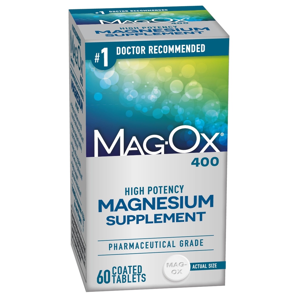 Mag-Ox 400 Magnesium תוסף, פרמצביום Magnesium Oxide עם 482 מ"ג Per Dose, 60 טבליות