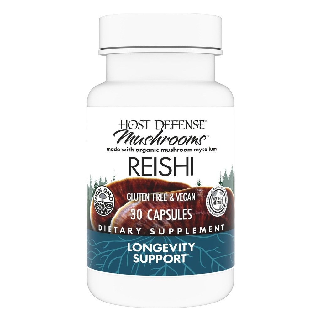 Host Defense Reishi כמוסות - Heart & Immune Health Support - תוסף Mushroom לתמיכה באנרגיה ו Vitality - Reishi תוסף ל- Well-Being - 30 קפסולות (15 משרתים)