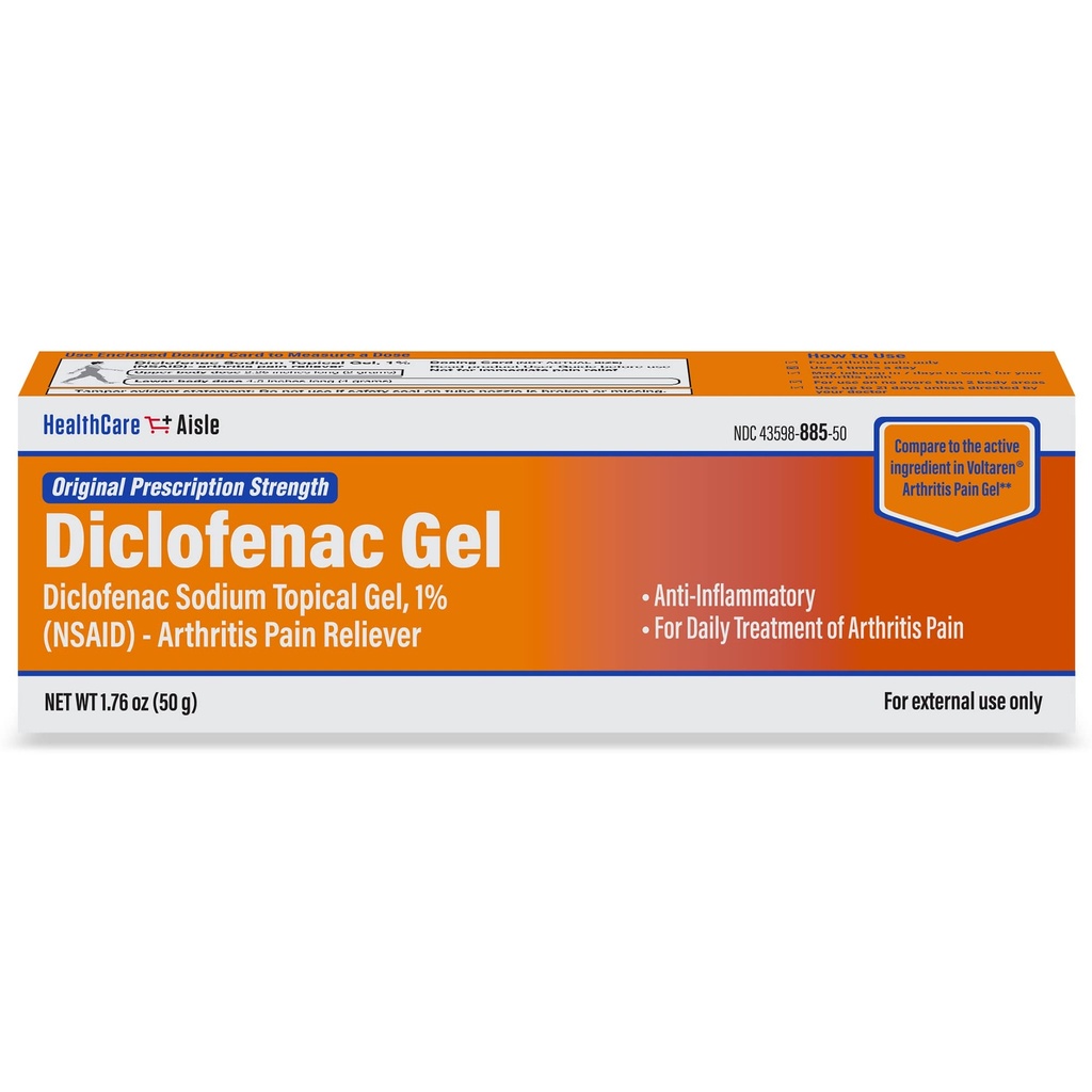 HealthCareAisle Diclofenac Gel, 1%, Arthritis כאב הקלה - 50 גרם צינור - כוח מרשם מקורי (NSAID)