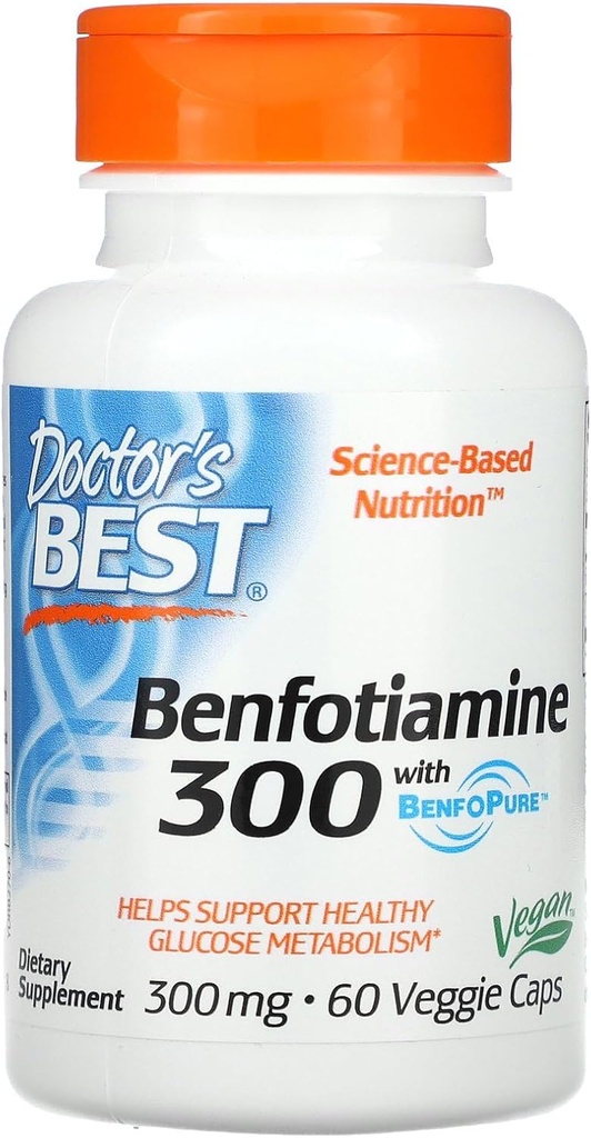 Doctor's Best, Benfotiamine עם BenfoPure, 300 מ"ג, 60 Veggie Caps