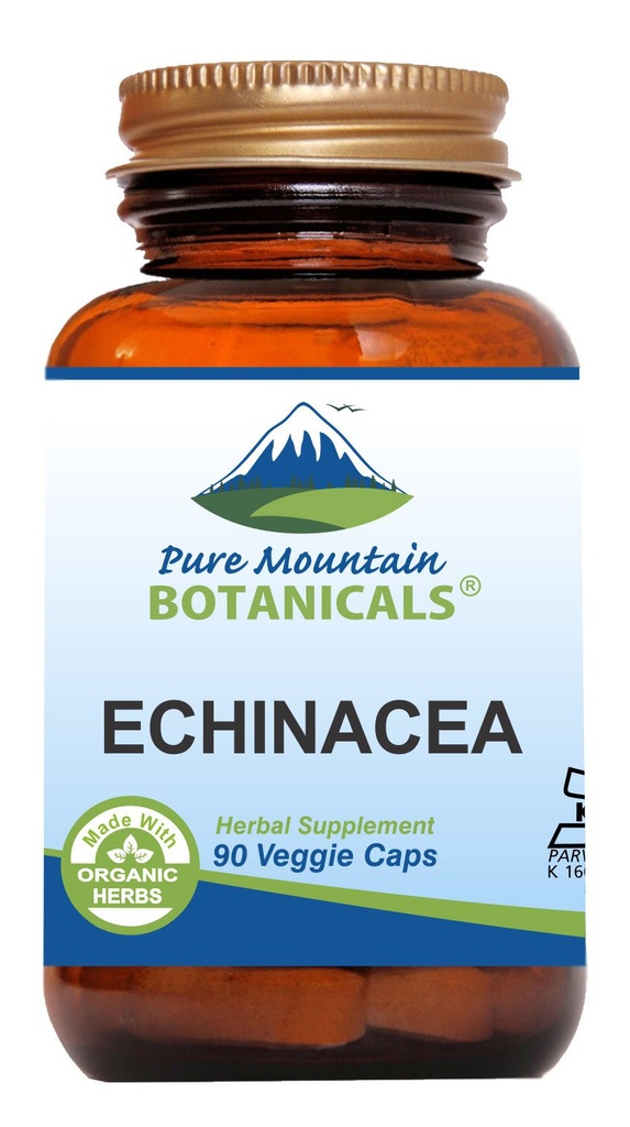 Pure Mountain הבוטנים Echinacea קפסולות תוסף - כשר טבעוני קפלים עם 420 מ"ג אורגני Echinacea Root Root