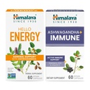 ההימלאיה Hello Energy with Ashwagandha for Adrenal Support & Daily Energy & Ashwagandha +Immune with ויטמין C for Active Immune Support, 60 קפסולות לכל - Bundlele