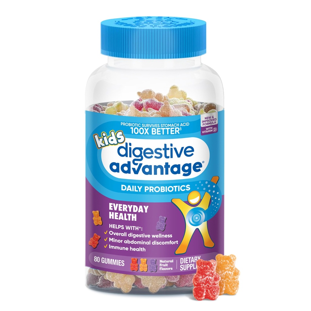 יתרון תזונתי יומי Probiotic Gummy for Kids, Multi, Natural Fruit Flavours, 80.0 Count