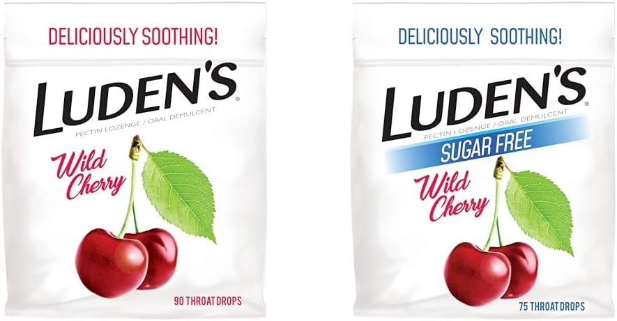 Ludens Wild Cherry גרון טיפות, 90 Count & Sugar חינם צ'רי גרון טיפות, 75 הרוזן Bundle